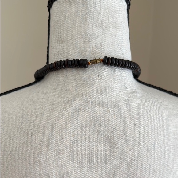 Vintage Wooden Pink Black Natural Chunky Abstract Wood Beads Necklace - Picture 4 of 4